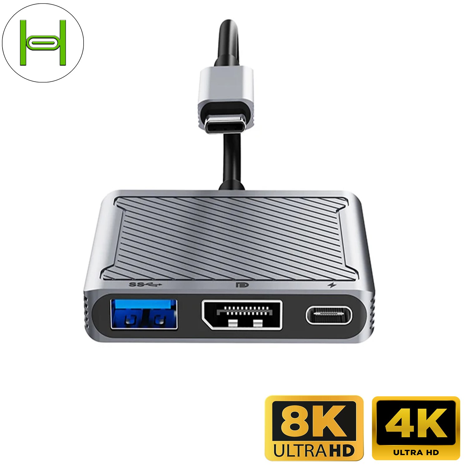 Hufy, 3in1 USB-C HUB ThunderBolt-3 Dijital AV Çoklu Bağlantı Noktası Adaptörü.